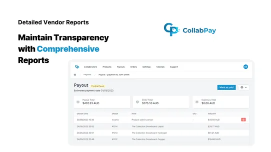 CollabPay ‑ Vendor payouts screenshot