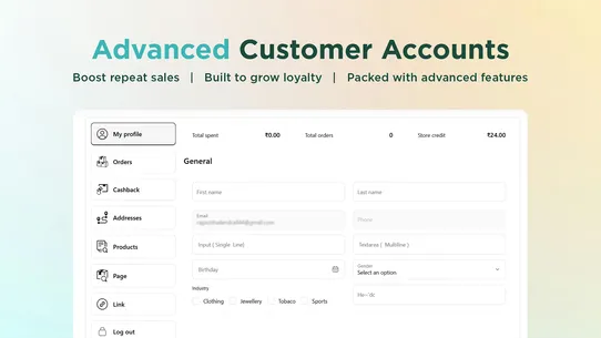 Custlo ‑ Customer accounts app screenshot