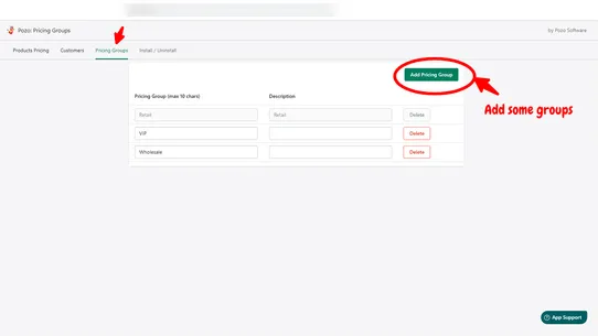 Pozo: Pricing Groups screenshot