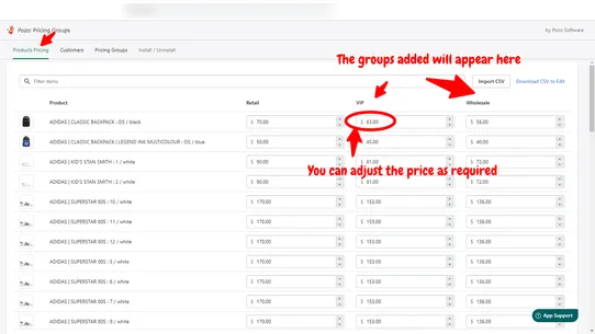 Pozo: Pricing Groups screenshot