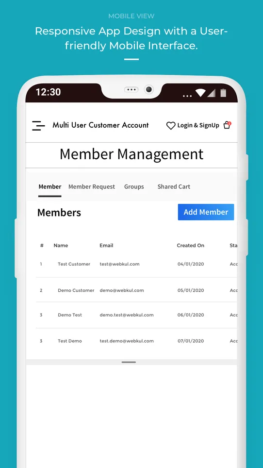 Webkul Multi User Account screenshot