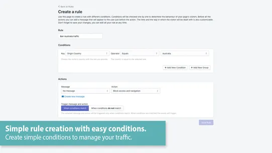 Tible Block and redirect screenshot
