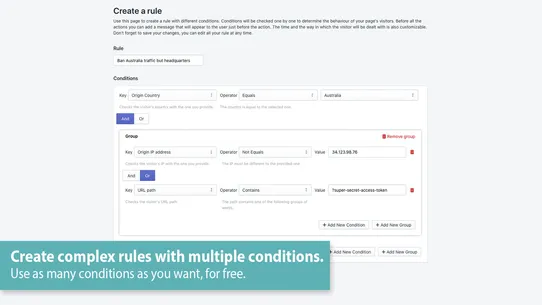 Tible Block and redirect screenshot