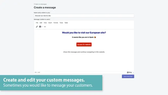 Tible Block and redirect screenshot