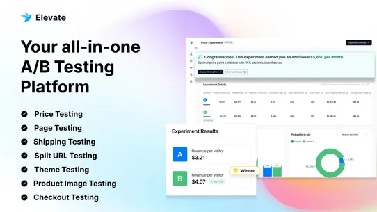 Elevate A/B Testing Price Test screenshot