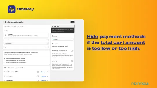 HidePay: Hide Payment Methods screenshot