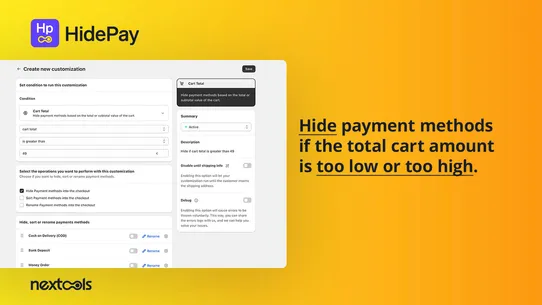 HidePay: Hide Payment Methods screenshot