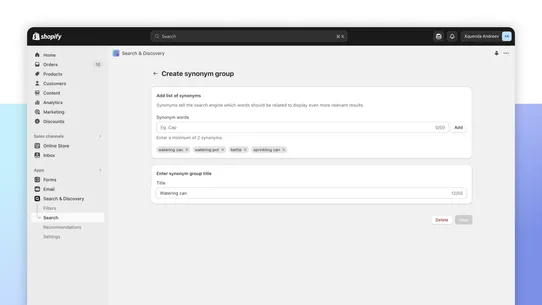 Shopify Search &amp; Discovery screenshot