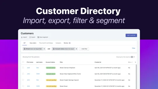 Helium Customer Fields screenshot