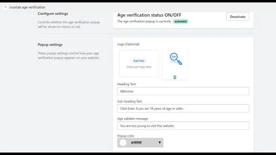 Cruxtab Age Verification screenshot