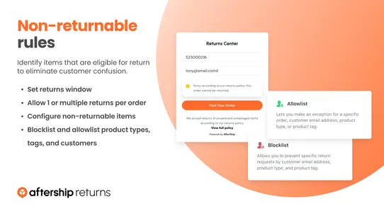 AfterShip Returns &amp; Exchanges screenshot