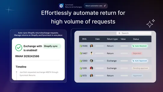 Synctrack: Returns &amp; Exchanges screenshot