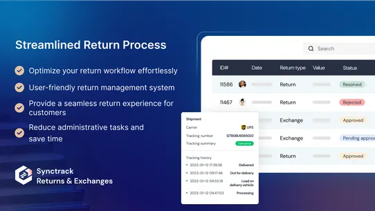 Synctrack: Returns &amp; Exchanges screenshot