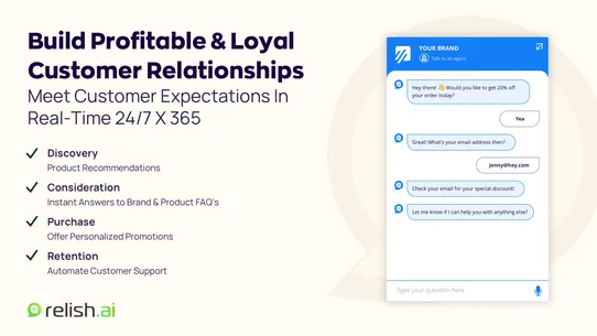 Relish AI Chatbot, Quiz, FAQ screenshot