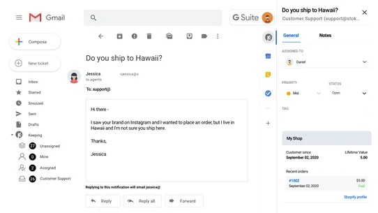 Keeping ‑ Helpdesk for Gmail screenshot