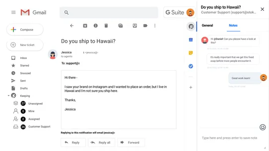 Keeping ‑ Helpdesk for Gmail screenshot