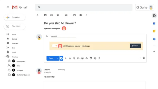 Keeping ‑ Helpdesk for Gmail screenshot