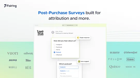 Fairing Post Purchase Surveys screenshot