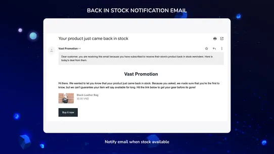 VP: Low Stock ‑ Restock Alert screenshot