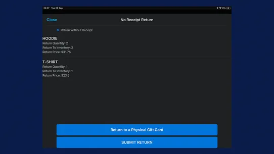 POS Returns Without Receipts screenshot