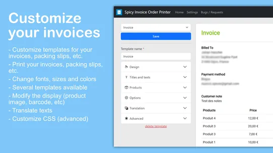 Spicy Invoice Order Printer screenshot