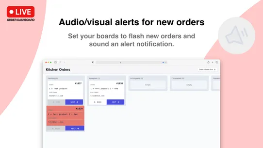 Live Order Dashboard screenshot