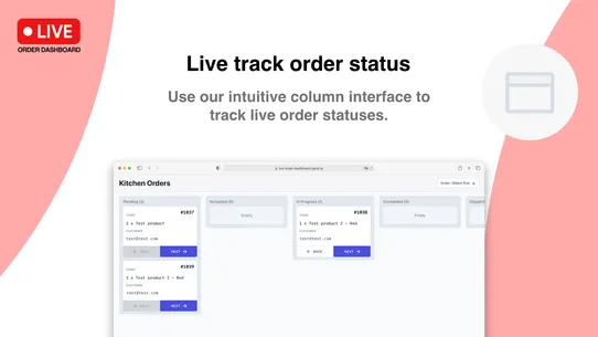 Live Order Dashboard screenshot