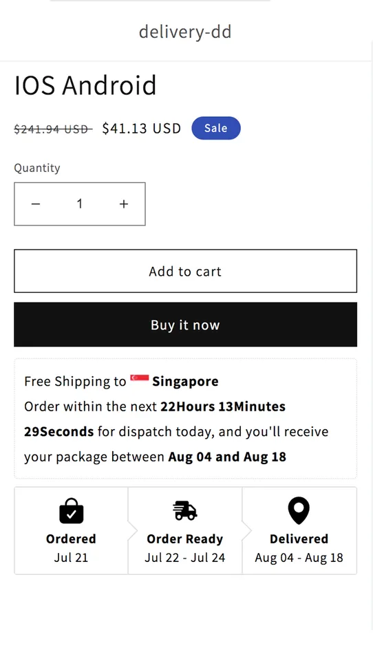 Estimated Delivery Date ‑ Plus screenshot