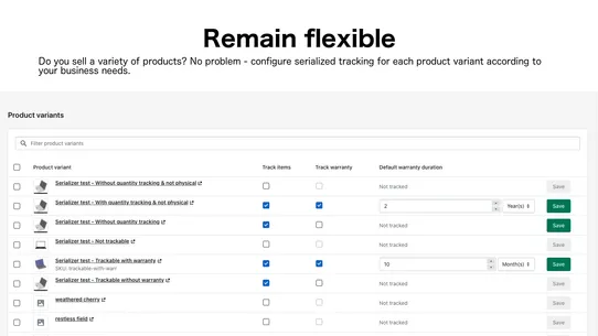 Serializer ‑ Product Tracking screenshot