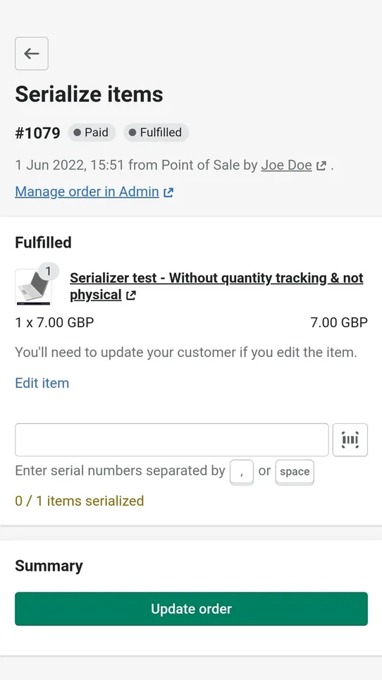 Serializer ‑ Product Tracking screenshot