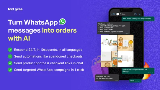 TextYess: AI WhatsApp Chatbot screenshot