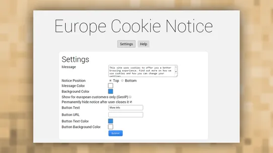 Europe Cookie Notice by Webyze screenshot