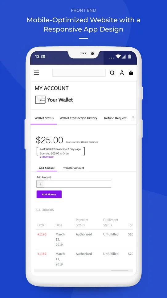 Webkul Wallet Management screenshot