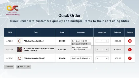 OSCP B2B Wholesale Pricing screenshot
