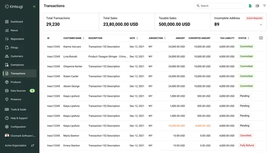 Kintsugi Sales Tax Automation screenshot