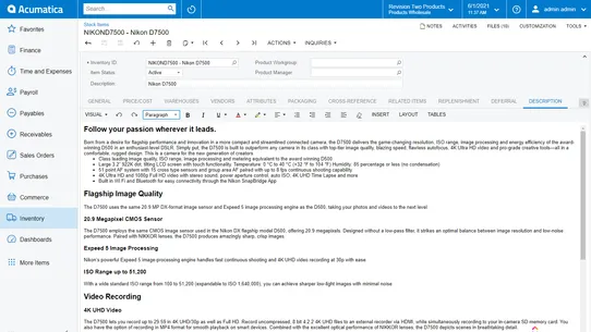 Acumatica Cloud ERP screenshot