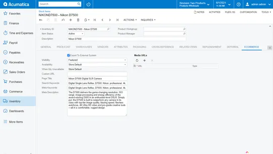 Acumatica Cloud ERP screenshot