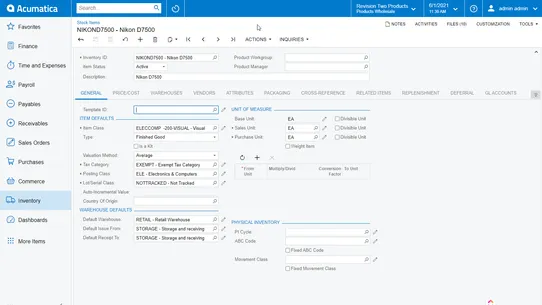 Acumatica Cloud ERP screenshot