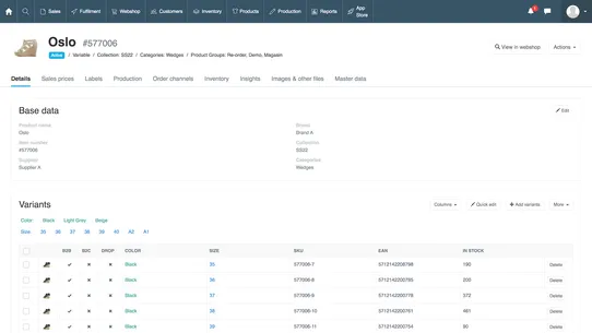 Traede E‑commerce ERP screenshot