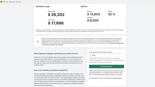 EpsiVal ‑  Business Valuation screenshot