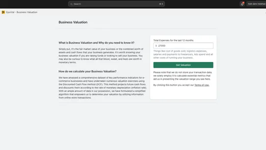 EpsiVal ‑  Business Valuation screenshot