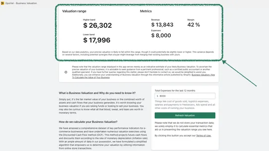 EpsiVal ‑  Business Valuation screenshot