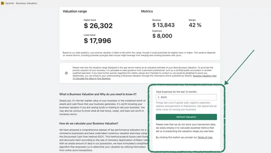 EpsiVal ‑  Business Valuation screenshot