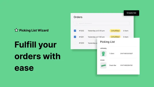 Picking List Wizard screenshot