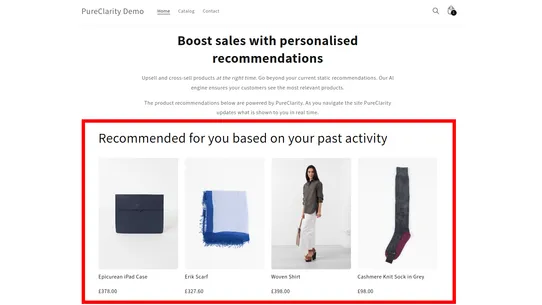 PureClarity Personalization screenshot