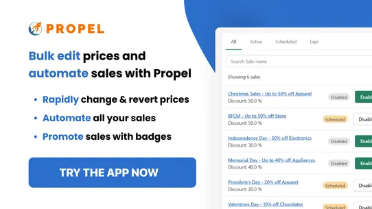 Propel Sale Bulk Price Editor screenshot