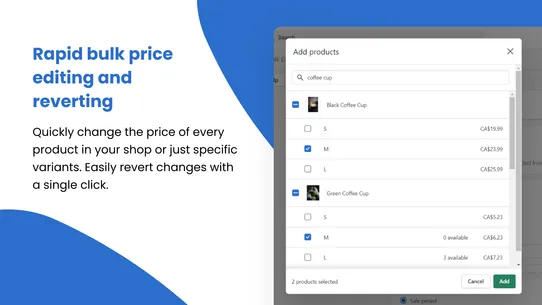 Propel Sale Bulk Price Editor screenshot