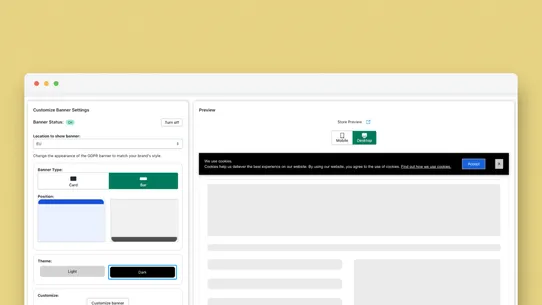 Simple GDPR Cookie Banner screenshot