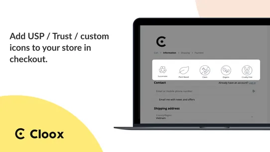 Cloox Checkout customiser screenshot