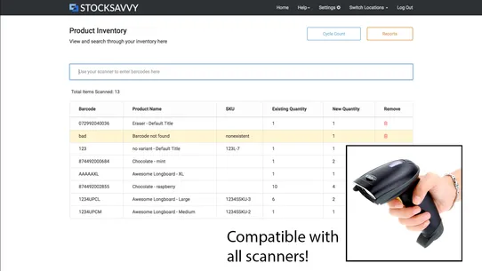 StockSavvy Barcode Scanning screenshot